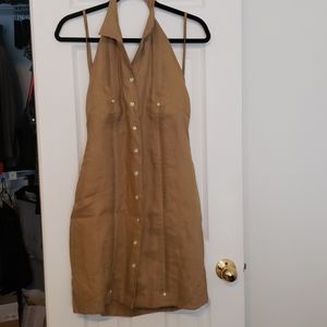Khaki Linen Halter dress